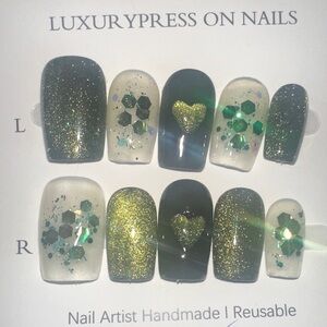 Glitter and Heart Press-On Nails